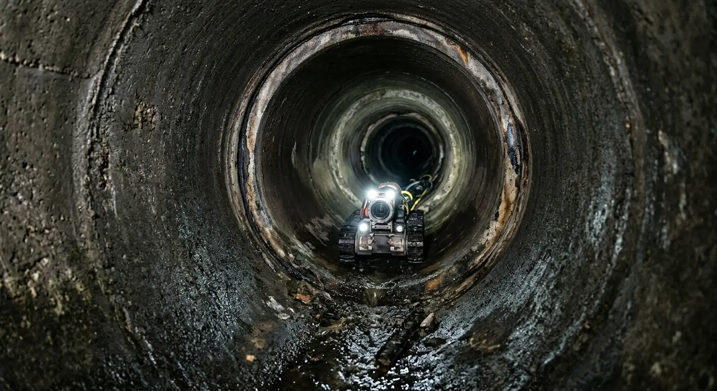 Robotic sewer camera inspecting pipe interior for Sewer Line Repair in Bessemer City